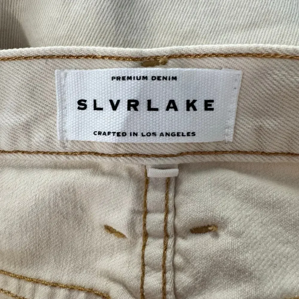 SLVRLAKE Pheonix Winter Ecru Straight Mid Rise Jeans Cream Off White
